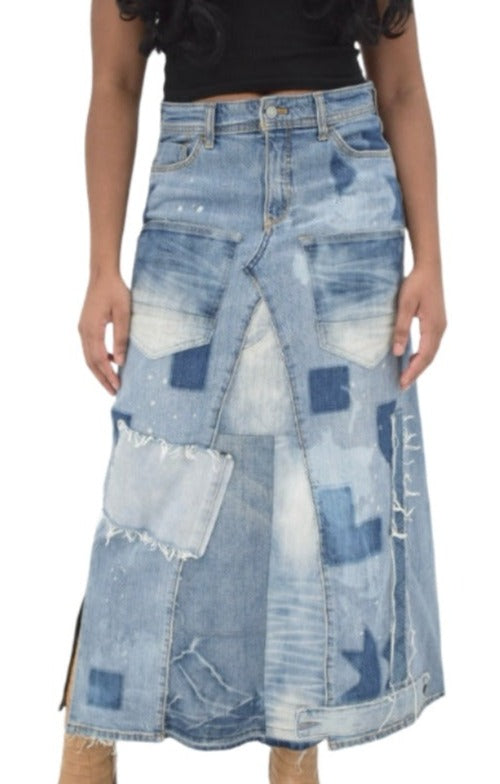 YB Street Boho Maxi Denim Skirt