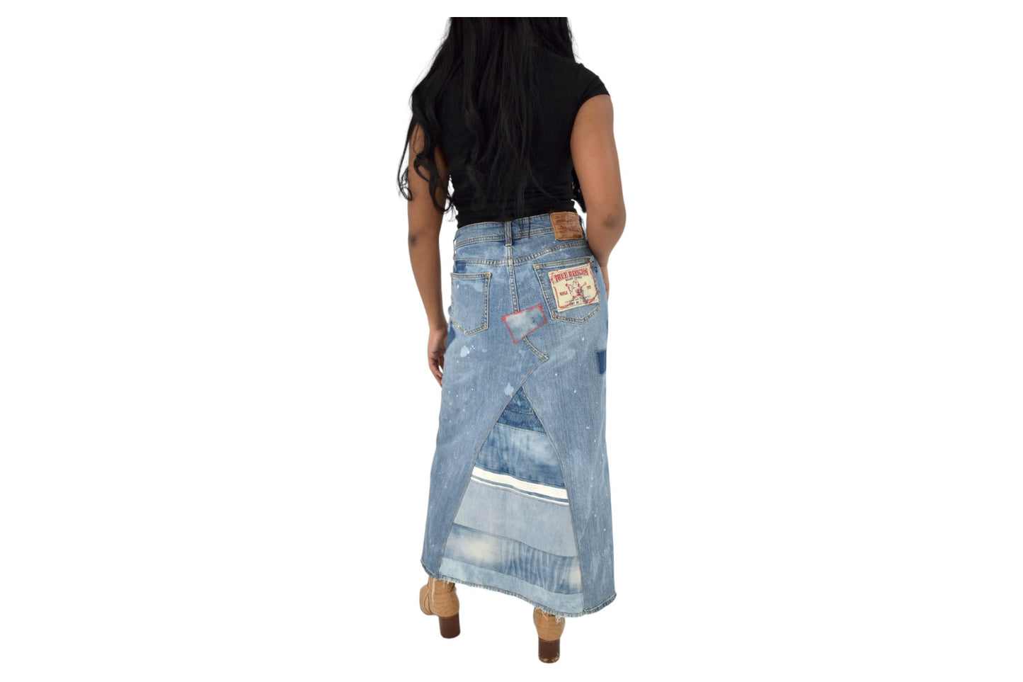 YB Street Boho Maxi Denim Skirt